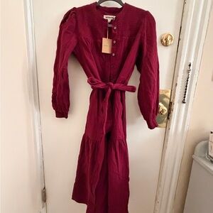 Boden Burgundy Long Sleeve Dress